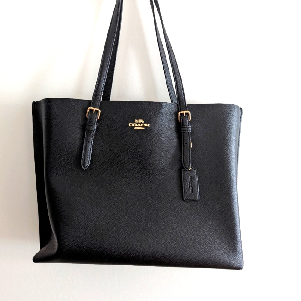 Coach Black and Red Leather Mollie Tote Large